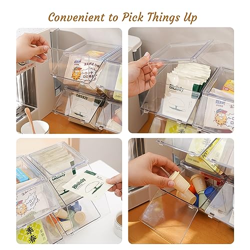 LLGWGL Stackable Tea-Bag Holder Organizer - Box Storage Organizer, Clear Coffee and Tea Organizer for Counter Tops, Kitchen Cabinets, Pantry, 2 Pack - Image 5