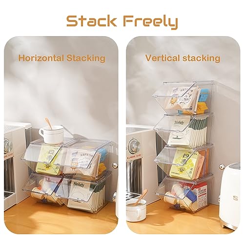 LLGWGL Stackable Tea-Bag Holder Organizer - Box Storage Organizer, Clear Coffee and Tea Organizer for Counter Tops, Kitchen Cabinets, Pantry, 2 Pack - Image 4