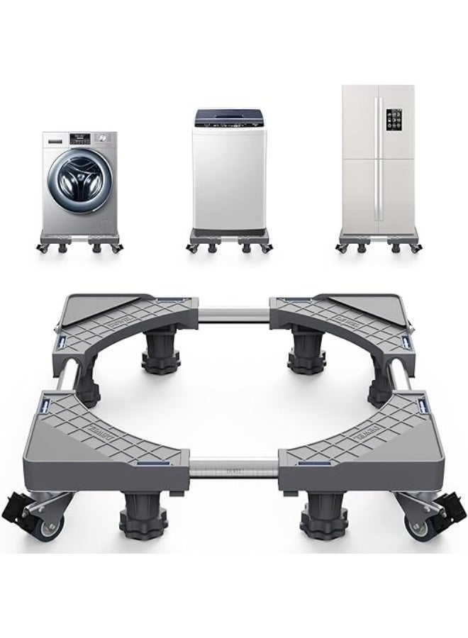 Adjustable Mini Fridge & Washing Machine Base – Mobile Dolly Stand with 4x2 Locking Wheels – 8 Strong Feet – Ideal for Heavy Appliances - Image 1