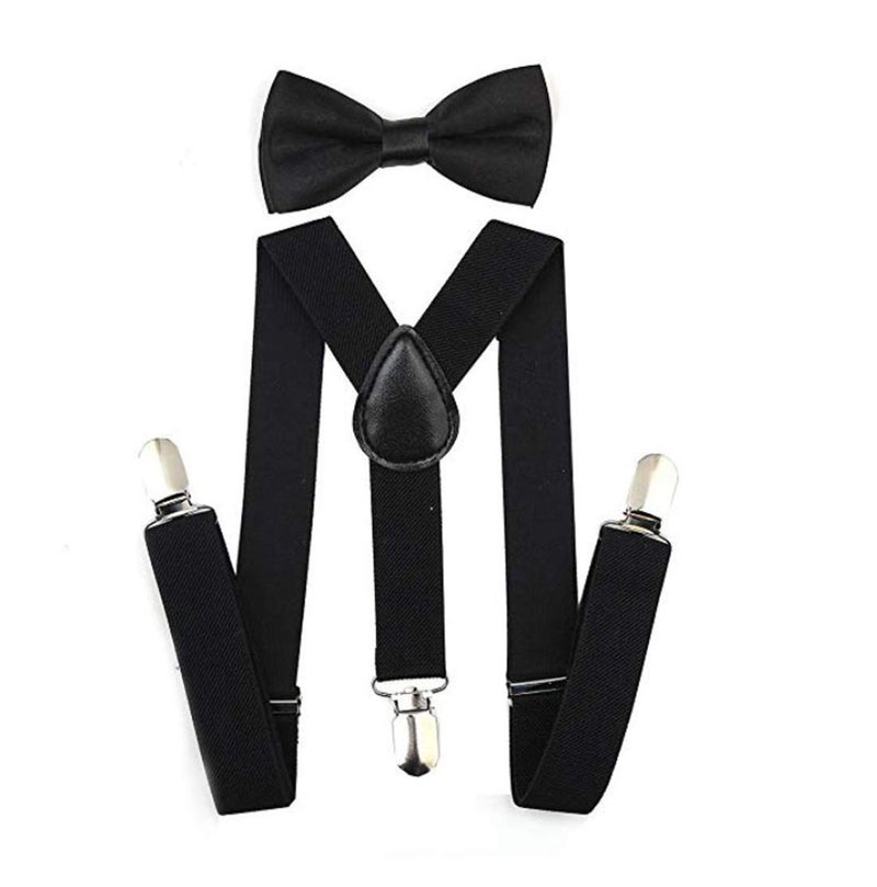 CLOTHERA Kids Black Suspender and Bow Tie Set with 1 Black and 1 Grey Hat for 3yrs to 18yrs (7yrs to 12yrs) - Image 2