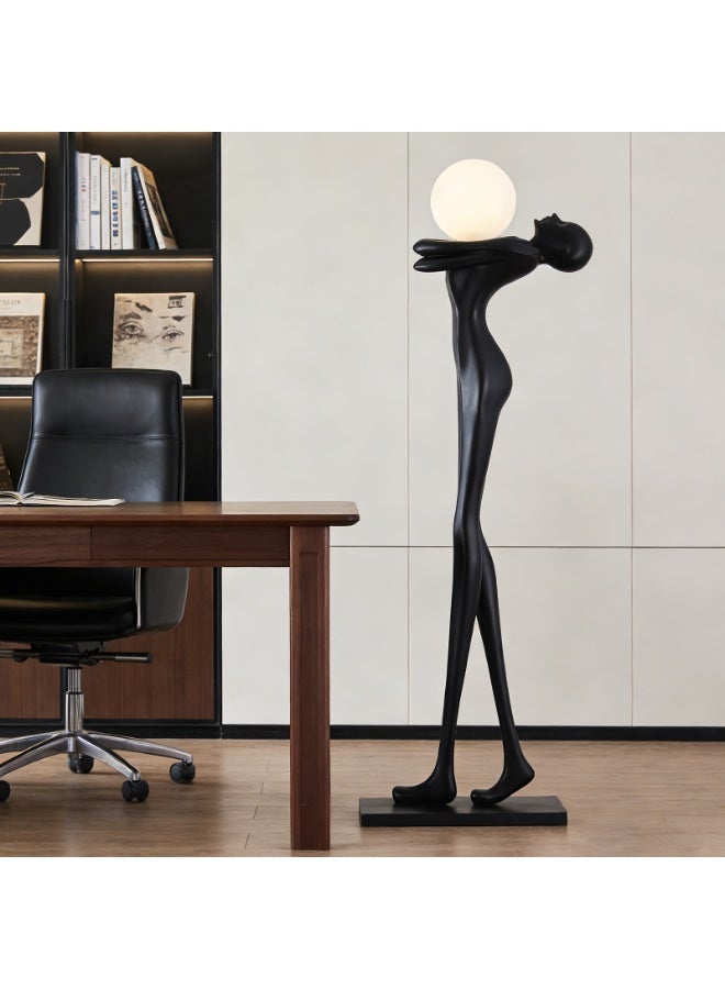 Floor Lamp Creative Abstract Human Body Art Sculpture Floor Lamp (with Light Source) – High-quality fiberglass home decoration, combining black floor sculpture with artistic lighting – suitable for hotel lobbies/shopping malls/villas/residential homes/offices/living rooms/showrooms/sales offices/exhibition halls. - Image 5