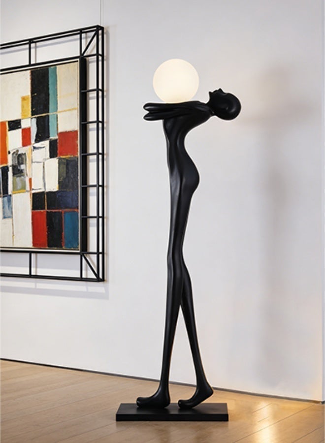 Floor Lamp Creative Abstract Human Body Art Sculpture Floor Lamp (with Light Source) – High-quality fiberglass home decoration, combining black floor sculpture with artistic lighting – suitable for hotel lobbies/shopping malls/villas/residential homes/offices/living rooms/showrooms/sales offices/exhibition halls. - Image 3