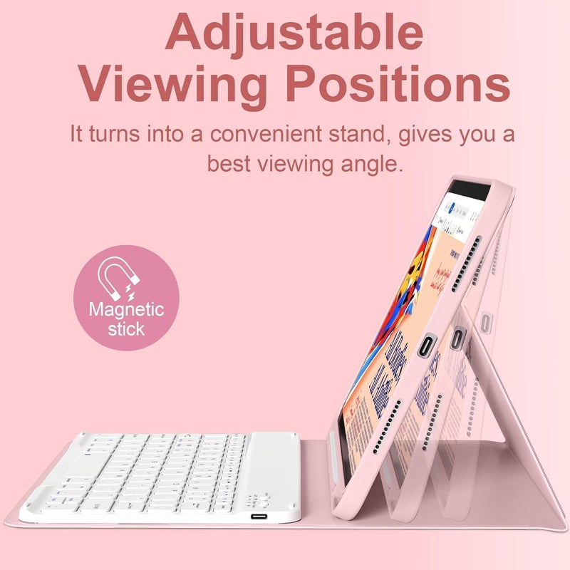 آرترابيت حافظة لوحة مفاتيح لجهاز Samsung Galaxy Tab A11+ 2025 / A9+ 2023 بحجم 11 بوصة، مع ماوس لاسلكي، غطاء لوحة مفاتيح مغناطيسي قابل للفصل لـ A11+ Plus/A9+ Plus، حامل قلم، تعديل بزاوية 3، وردي - Image 4
