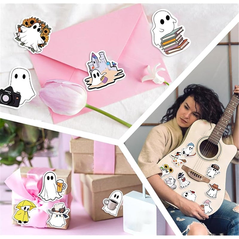LHST 50pcs  Ghost Stickers,Horrible Theme Sticker Goodie Bag Stuffers Vinyl Waterproof Holiday Party Stickers for Kids and Youth Adult Party Favors Gifts Party Supplies Decorations (Ghost) - Image 3
