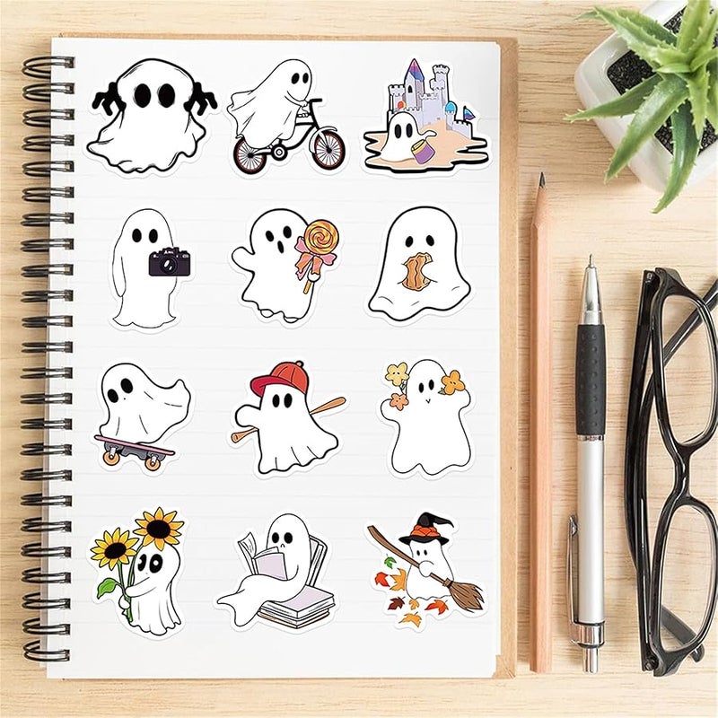 LHST 50pcs  Ghost Stickers,Horrible Theme Sticker Goodie Bag Stuffers Vinyl Waterproof Holiday Party Stickers for Kids and Youth Adult Party Favors Gifts Party Supplies Decorations (Ghost) - Image 4