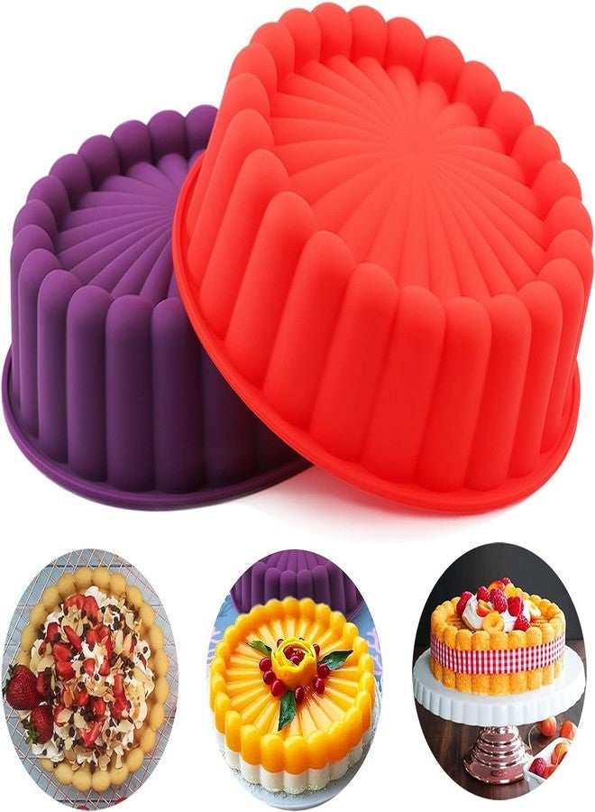 Undy Charlotte Cake Pan Round Cake Mould Silicone 8 Inch Cake Molds Baking Molds for Brownie Tart Pie Bakeware Kitchen Tools Random Colour (Pack of 2) - Image 1