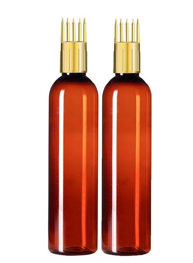 PHARCOS Hair Root Applicator (Gold) with Amber Bottle, Flip-top Cap, Plug for applying Hair Oil,Hair Dye,Shampoos, DIY care and Medicine Directly on Scalp and Hair Roots 200 ml (Pack of 2- Amber) - Image 2