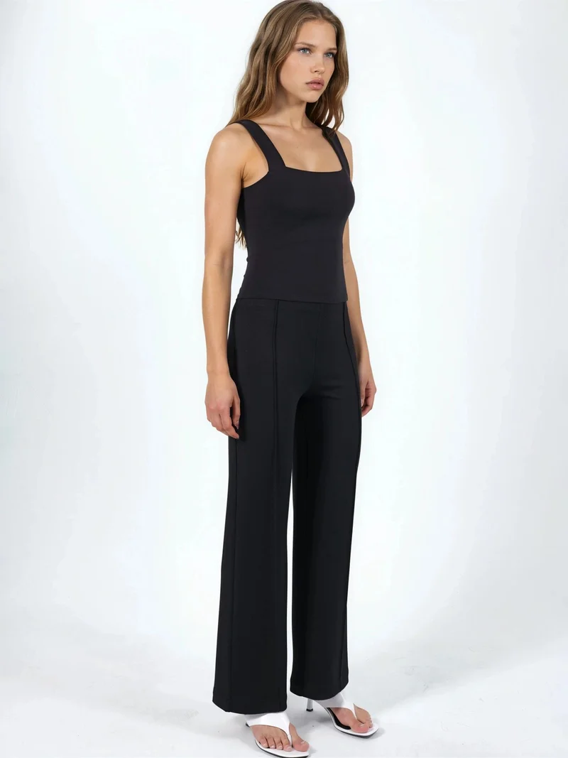 Hiccup Black Square Collar Knitted Top for Women | Best Price UAE