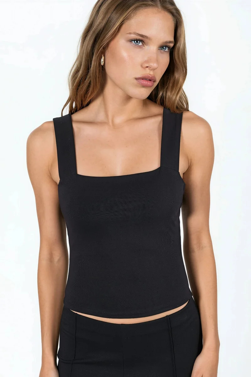 هيكاب Square Collar Knitted Top