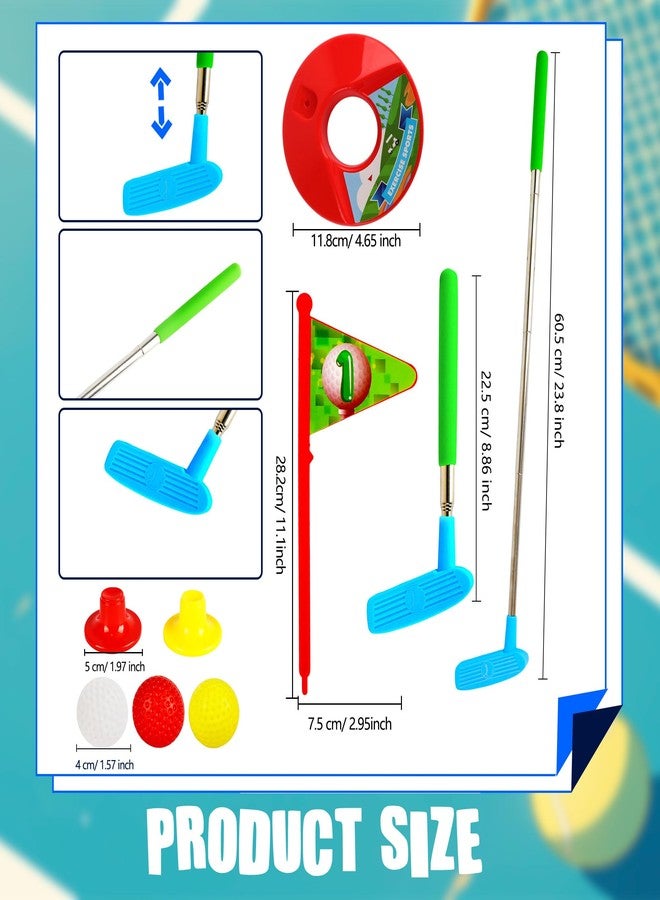 Spaluck 24 Pcs Toddler Golf Set Retractable Golf Clubs for Kids Indoor and Outdoor Sports Christmas Toy for Boys Girls Birthday Gifts, 3 Colors - Image 2