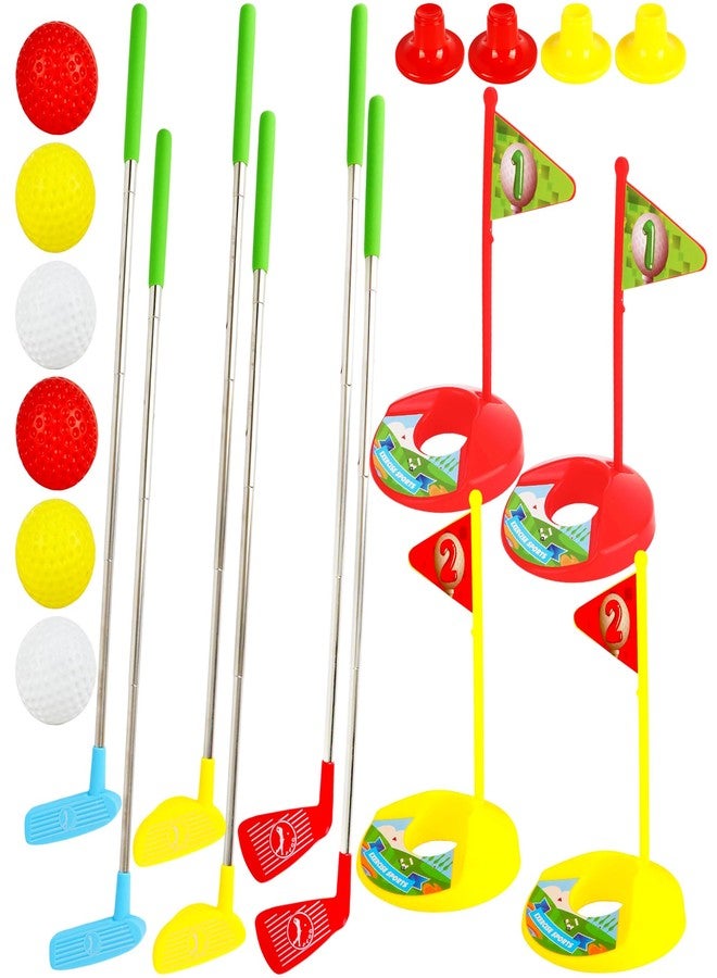 Spaluck 24 Pcs Toddler Golf Set Retractable Golf Clubs for Kids Indoor and Outdoor Sports Christmas Toy for Boys Girls Birthday Gifts, 3 Colors - Image 1