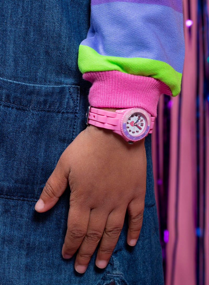 تيكرز ساعة تايكرز للبنات ذات حزام سيليكون وردي بحزام قلب قلب المعلم - Image 5