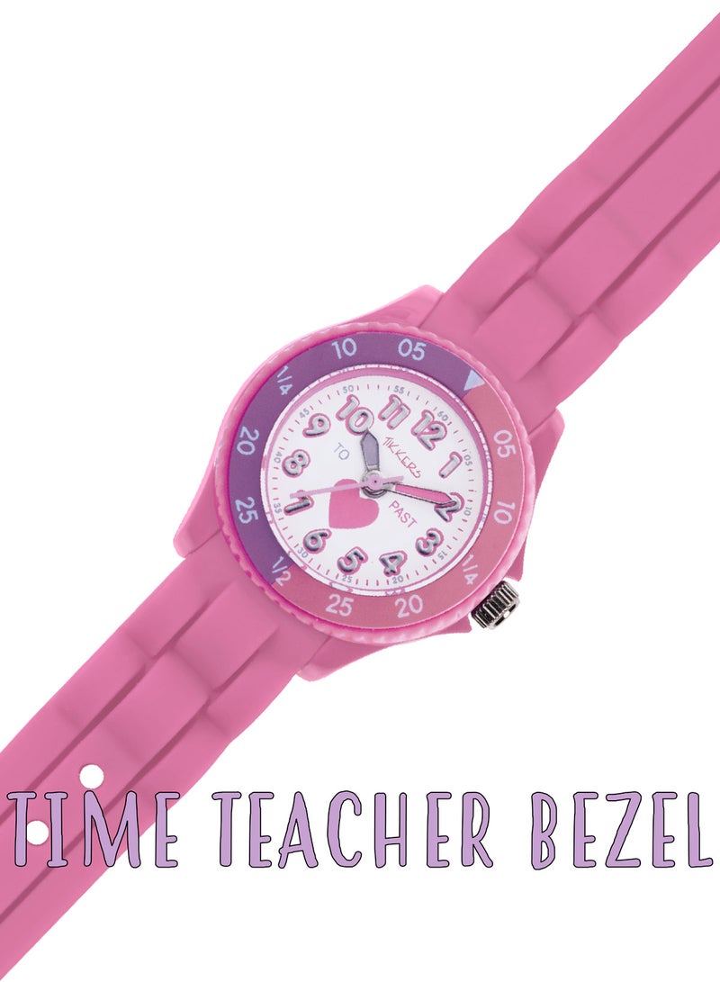 تيكرز ساعة تايكرز للبنات ذات حزام سيليكون وردي بحزام قلب قلب المعلم - Image 2