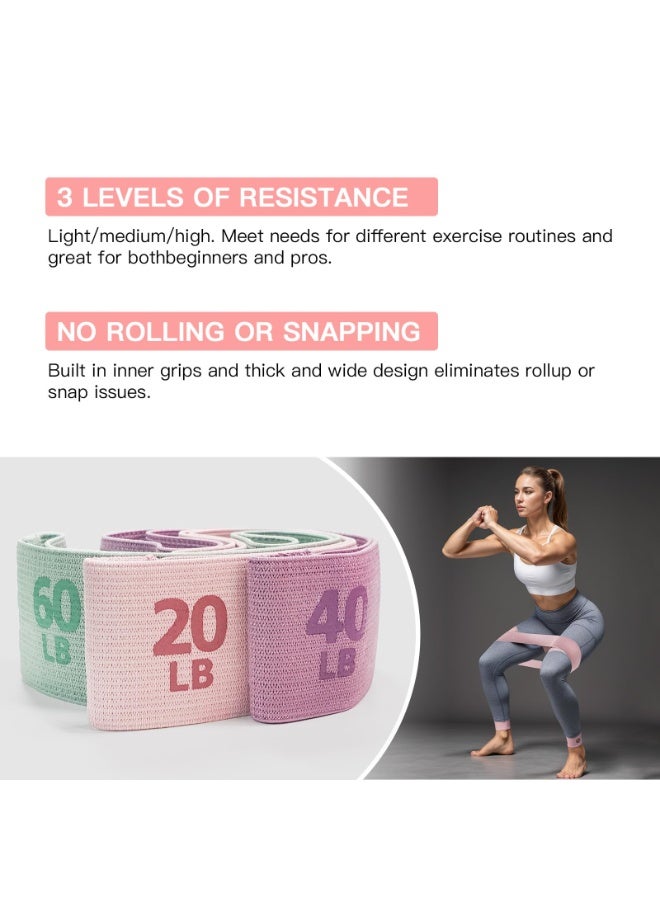 LEFAFA Resistance Bands for Exercise, 4PCS Bands Set, Fabric Exercise Band for Women and Men Legs, Stretch Bands for Pilates, Yoga Starter Set, For Home, Sports, Working Out - Image 3