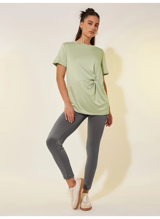 Take Two Take Two Twist Knot Short Sleeve T-Shirt and Leggings Co-Ords
