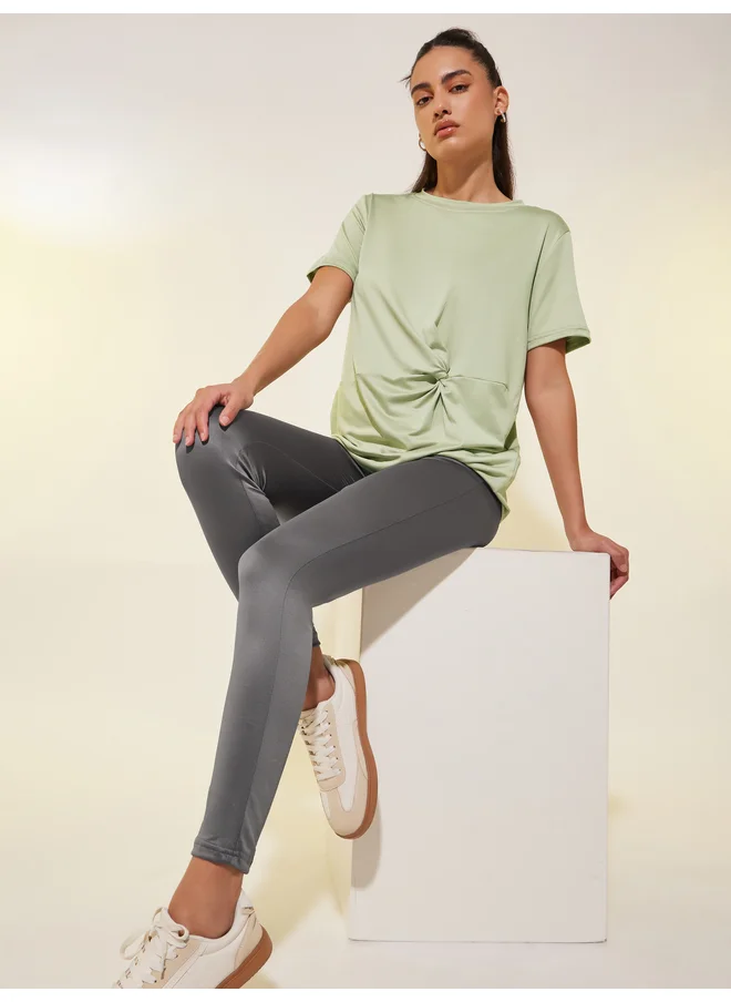 Take Two Take Two Twist Knot Short Sleeve T-Shirt and Leggings Co-Ords
