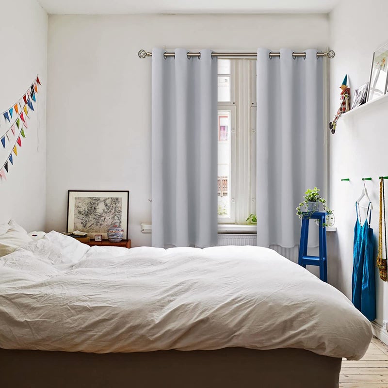 BGment Bgress Room الستائر الستائر 72 بوصة - الستائر الحرارية المعزولة الحرارية ستائر معالجة النافذة لغرفة النوم 2 لوحات 42 × 72 بوصة رمادية فاتحة - Image 2