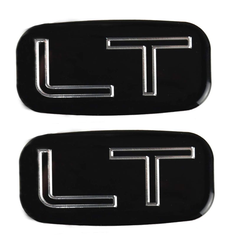 2pcs LT Emblems 3D Sticker Nameplate Replacement for 9907 15036136 Chevrolet Silverado Suburban Tahoe Chevy GM ChromeBlack