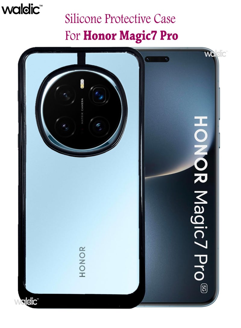 Waldic غطاء متميز لهاتف Honor Magic7 Pro | غطاء سيليكون متميز مصمم لهاتف Honor Magic7 Pro | غطاء حماية رقيق لهاتف Honor Magic7 Pro مع حماية للكاميرا والسقوط - أسود - Image 1