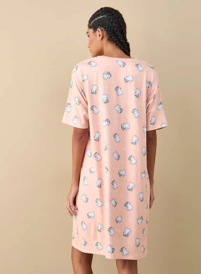 Splash FAV Set of 2 - Cat Print Sleepshirt with Short Sleeves
