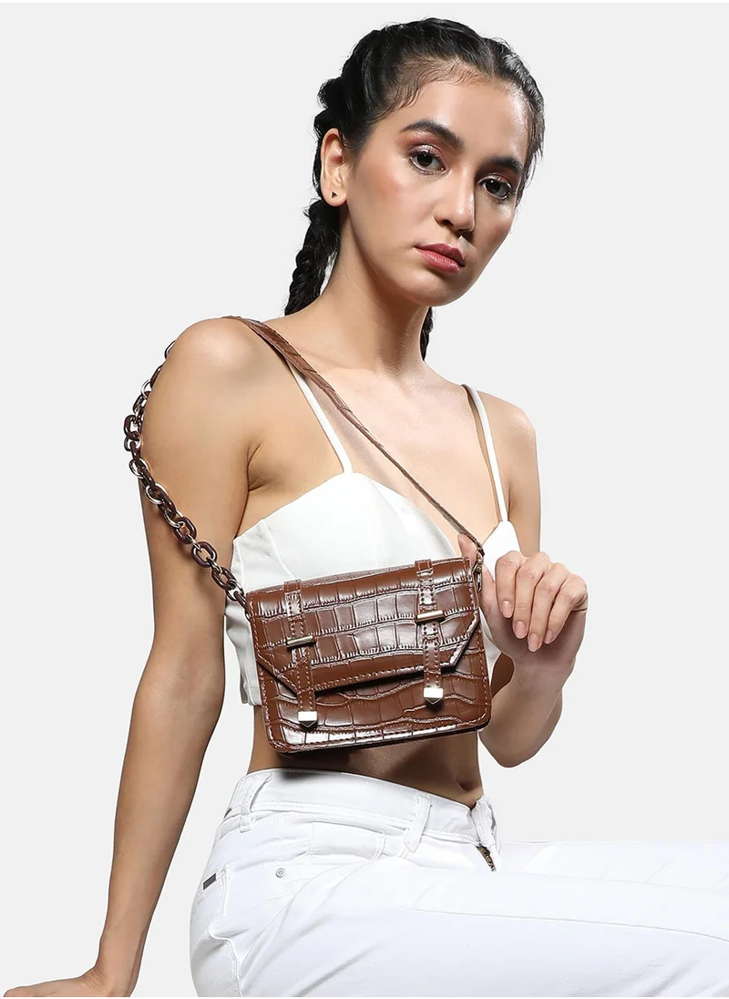 Haute Sauce Solid Magnet Lock Regular Vegan Leather Hand bag