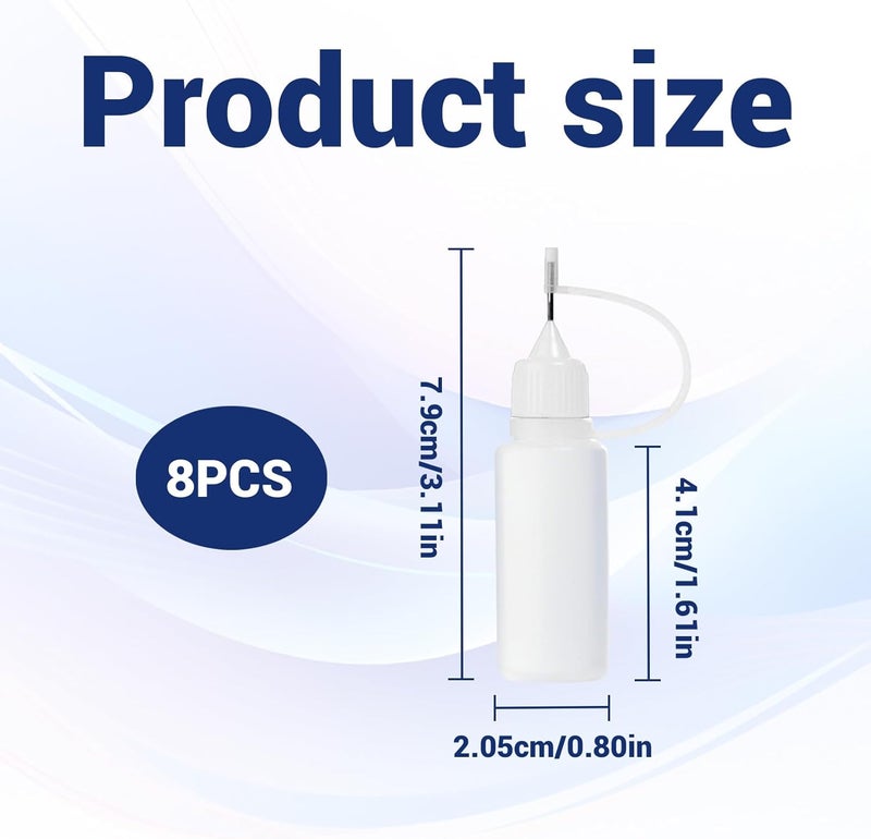 Eophmi Precision Tip Applicator Bottle 8pcs Needle Bottle Applicator 10ml Needle Tip Bottles for Diy Quilling Craft Small Gluing Project - Image 2