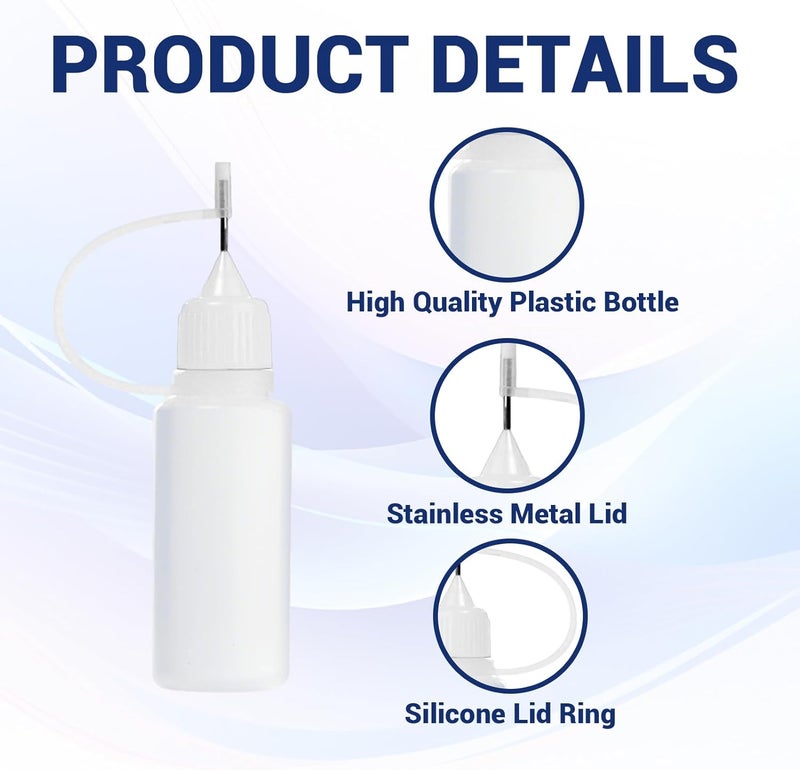 Eophmi Precision Tip Applicator Bottle 8pcs Needle Bottle Applicator 10ml Needle Tip Bottles for Diy Quilling Craft Small Gluing Project - Image 3