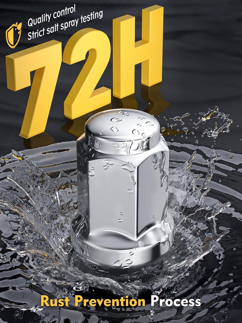 MIKKUPPA 1/2-20 Lug Nuts Replacement for 1987-2018 Jeep Wrangler, 2002-2012 Jeep Liberty, 1993-2010 Jeep Grand Cherokee Aftermarket Wheel - 20pcs Chrome Closed End Lug Nuts - Image 3