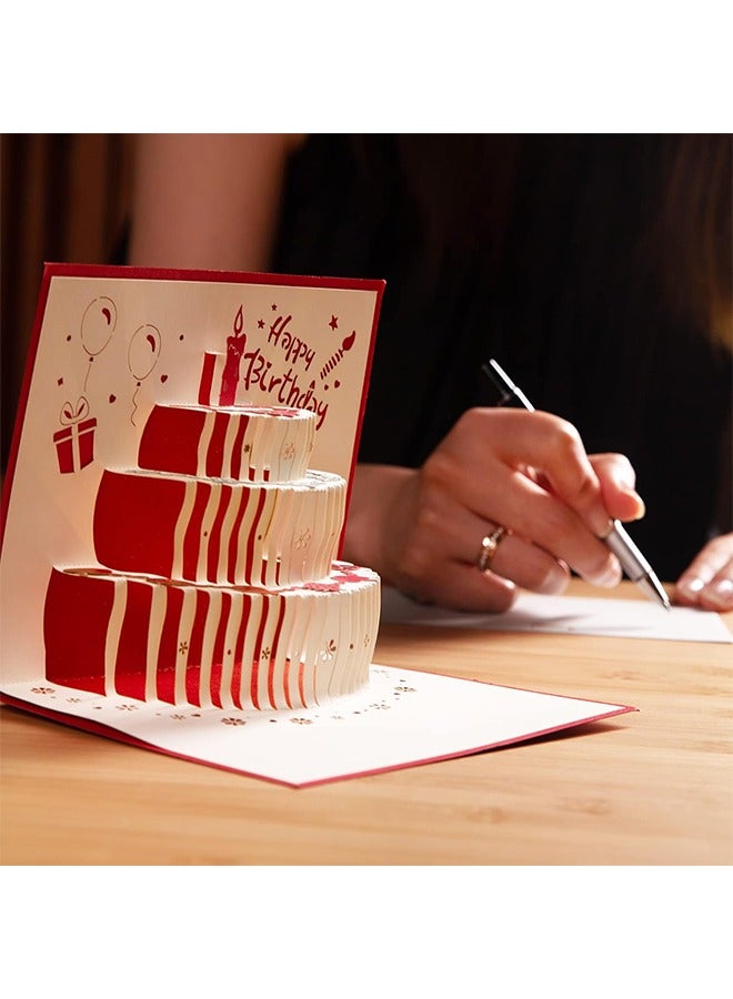 HY Magic Pop Up Happy Birthday Card,3D Birthday Popup Cards,Birthday Cake Funny Postcards Pop Up Greeting Cards,Pop Up Birthday Cards for Women Men (Red) - Image 4