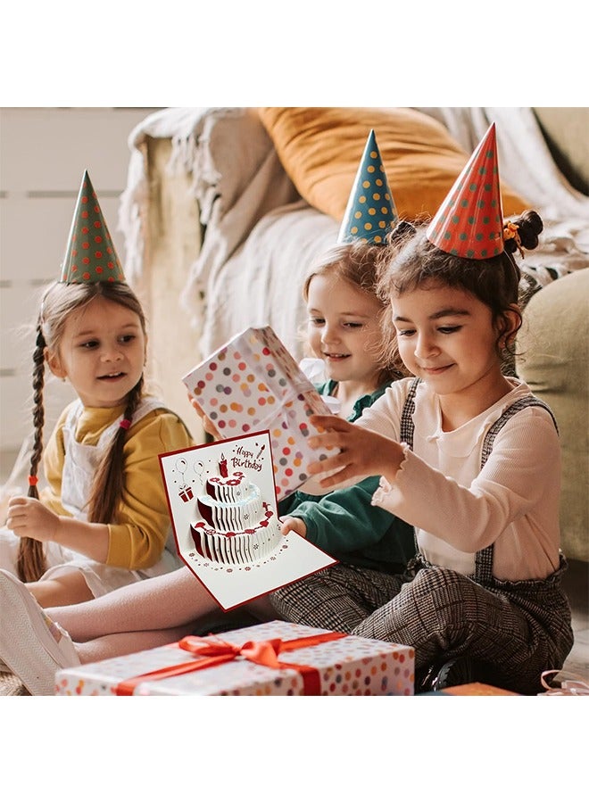 HY Magic Pop Up Happy Birthday Card,3D Birthday Popup Cards,Birthday Cake Funny Postcards Pop Up Greeting Cards,Pop Up Birthday Cards for Women Men (Red) - Image 3