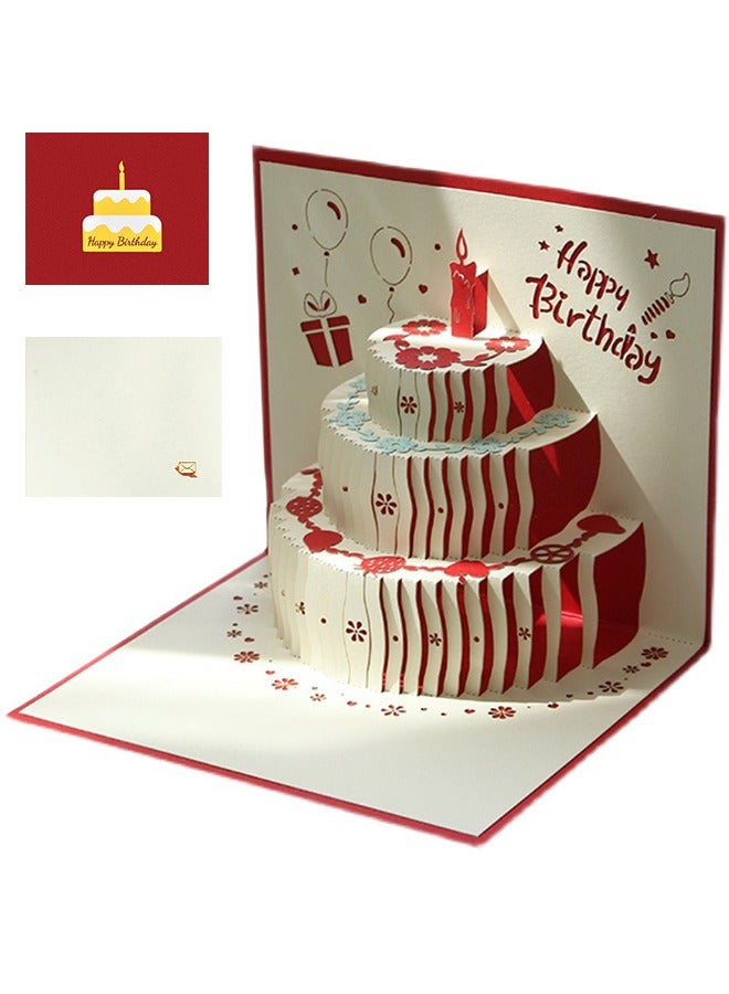 HY Magic Pop Up Happy Birthday Card,3D Birthday Popup Cards,Birthday Cake Funny Postcards Pop Up Greeting Cards,Pop Up Birthday Cards for Women Men (Red) - Image 1