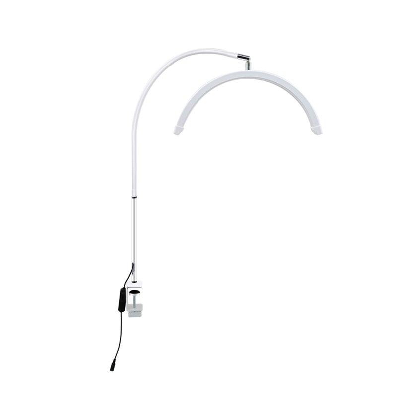 Half Moon Beauty Lamp 16-Inch White 20W LED: Full Face Coverage 360° Rotatable Flexible Tube - 3 Color Temperatures 10 Brightness Levels Desk Clamp Lamp for Beauty Salons Eyelash Extension Tattoo Arti - Image 5