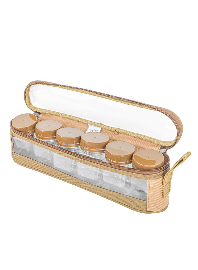 الغافة شنطة  علب بهارات ,عدد6 قطع  , سعة 200 ملي,لون كاكي , من  الغافة - Image 1