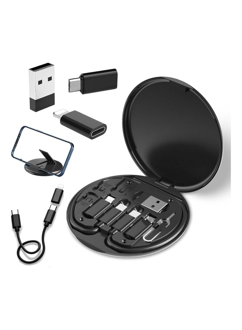 60W Fast Charging Cable Set with Built-in Mobile Holder – USB Type-C & Micro USB – Compatible with All Mobile Devices  - Image 1