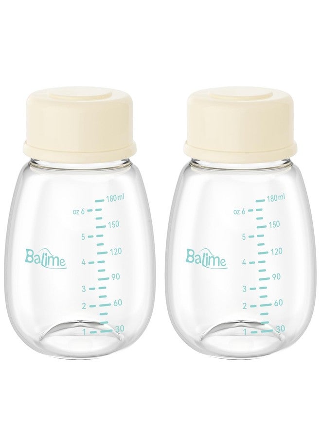 BALIME 6oz Milk Storage Bottles, Compatible with Spectra Pumps, BPA-Free, Leak-Proof Design, Dual Use as Milk Storage Containers for Fridge or Freezer（2-Pack） - Image 1