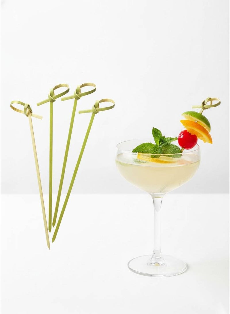 السعي للأفضل 100 قطعة من أعواد الكوكتيل، أسياخ من الخيزران الطبيعي، أعواد أسنان طولها 12 سم لتناول الفاكهة، أعواد طعام يمكن التخلص منها للمشروبات والفاكهة والمقبلات واللحوم الباردة وإكسسوارات تزيين الكوكتيل ومستلزمات الحفلات - Image 1