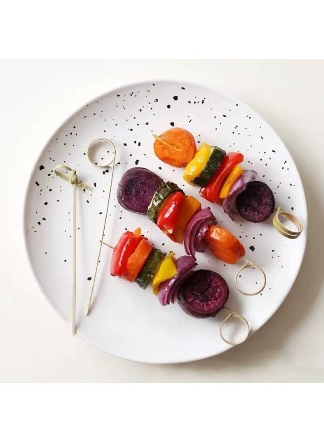 السعي للأفضل 100 قطعة من أعواد الكوكتيل، أسياخ من الخيزران الطبيعي، أعواد أسنان طولها 12 سم لتناول الفاكهة، أعواد طعام يمكن التخلص منها للمشروبات والفاكهة والمقبلات واللحوم الباردة وإكسسوارات تزيين الكوكتيل ومستلزمات الحفلات - Image 5