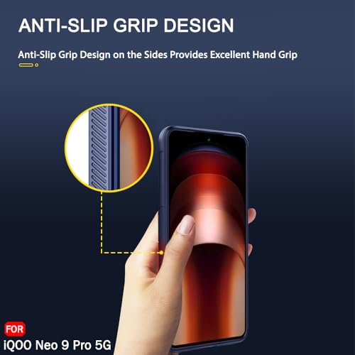 TheGiftKart Liquid Silicon Back Cover Case for iQOO Neo 9 Pro 5G | Shockproof Military Grade Protection | Micro-Fibre Cloth On Inner Side | Built-in Anti-Slip Grip iQOO Neo9 Pro Back Case (TPU, Blue) - Image 4