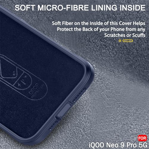 TheGiftKart Liquid Silicon Back Cover Case for iQOO Neo 9 Pro 5G | Shockproof Military Grade Protection | Micro-Fibre Cloth On Inner Side | Built-in Anti-Slip Grip iQOO Neo9 Pro Back Case (TPU, Blue) - Image 5