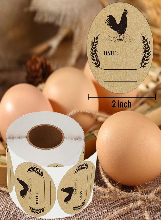 SMARSTICKER 500pcs Farm Chicken Egg Labels Chicken Canning Sticker 2 inch Round Brown Kraft Washed Egg Carton Labels for Kitchen Mason Jar, Farmer, Crafts, Organizing, Quail, Packaging - Image 2