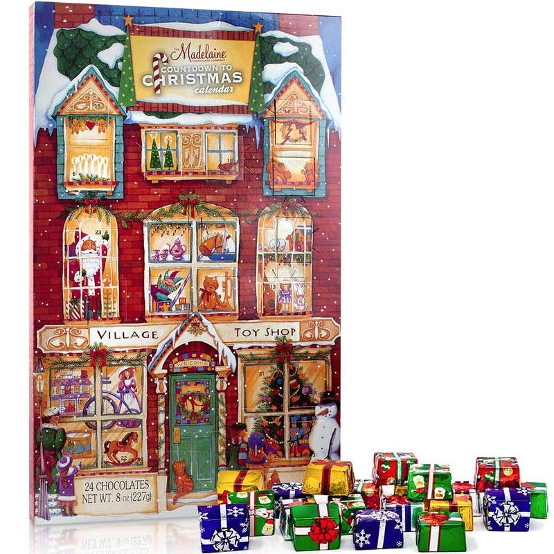 Madelaine 2025 Christmas Advent Calendar - Chocolate & Candy Christmas Countdown for Kids, Women, Men, Teen Girls & Boys - Holiday Treats Advent Calendars - Village Toy Shop - 2 Pack of 8 Oz - Image 3
