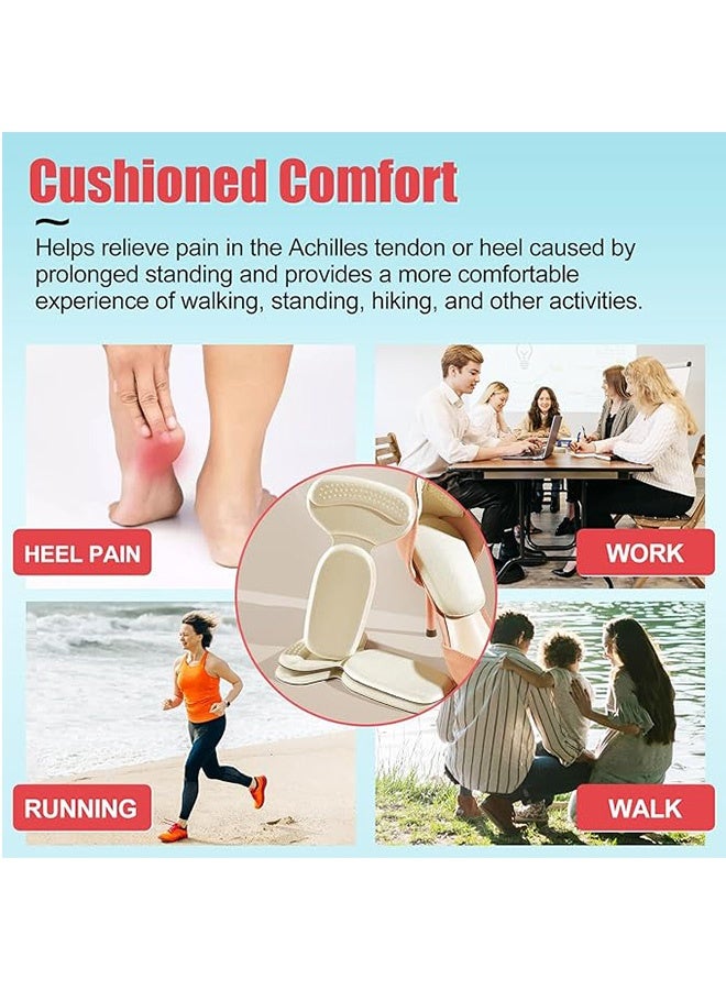 2 Piece Heels Cushioning Pads,  Bouncy Breathable Shock Absorption Insoles,T-shaped Heel Patch(Beige) - Image 2