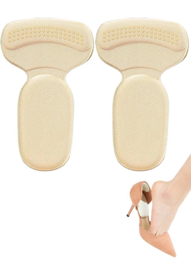 2 Piece Heels Cushioning Pads,  Bouncy Breathable Shock Absorption Insoles,T-shaped Heel Patch(Beige) - Image 1