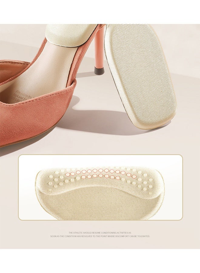 2 Piece Heels Cushioning Pads,  Bouncy Breathable Shock Absorption Insoles,T-shaped Heel Patch(Beige) - Image 5