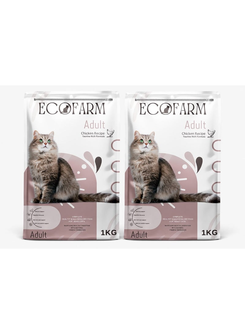Ecofarm adult for cats 2 x 1 kg bags - Image 1