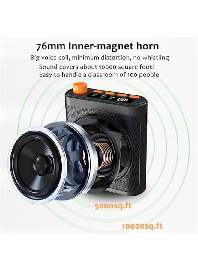 مكبر صوت لاسلكي مع لافالير مغناطيسي، مكبر صوت بلوتوث للمعلمين مع 2 ميكروفون، مكبر صوت ميكروفون محمول قابل لاعادة الشحن للفصول الدراسية واليوغا والاجتماعات والخطب - Image 4