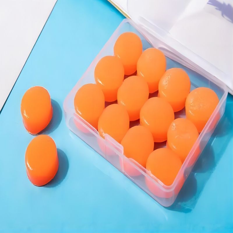 Generic 12 Pack Silicone Mud Earplugs Mud Childrens Sleeping Earplugs Noise-proof Swimming Waterproof Boxed Silicone Ears Orange Round (Pack of 12) 