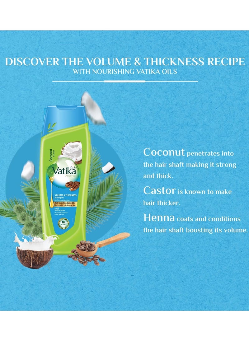 VATIKA Vatika Naturals Volume & Thickness Shampoo - 2 x 400 ml | Enriched with Coconut & Castor Extracts | For Thin & Limp Hair | With Nourishing Vatika Oils | Super Value Pack of 2  - Image 3