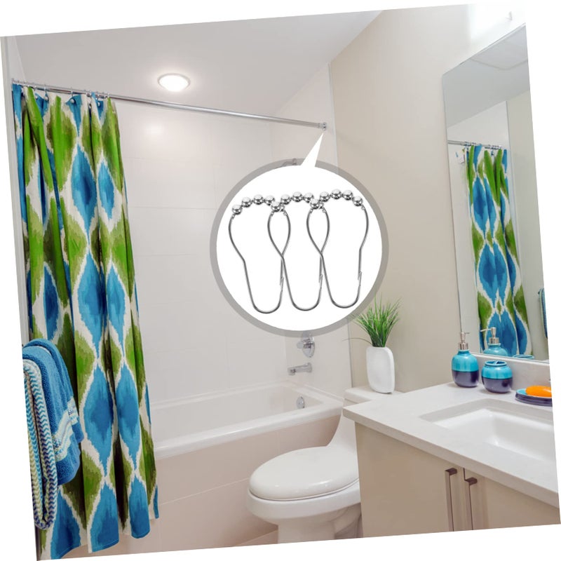24Pcs Bead Gourd Shower Curtain Rings Rustproof Easy Install Hooks For Bathroom Decor - Image 3