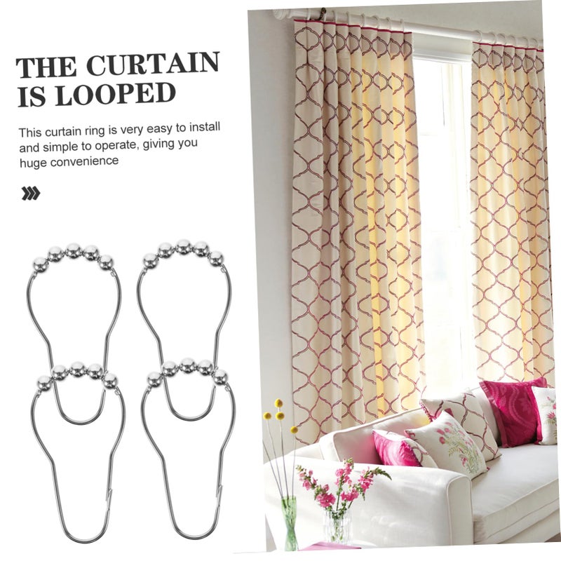 24Pcs Bead Gourd Shower Curtain Rings Rustproof Easy Install Hooks For Bathroom Decor - Image 5